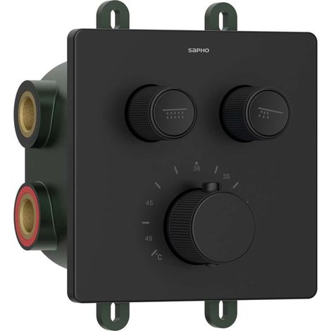 Sapho Smart Select - Grifo de ducha termostático empotrado, para 2 dispositivos, con cuerpo, negro mate RP042B (1/3)