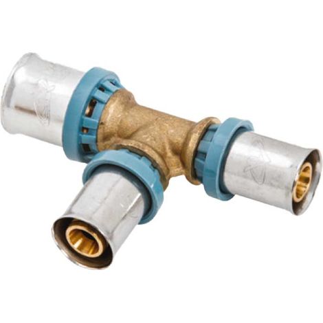 TEE RIDOTTO A PRESSARE PER TUBO MULTISTRATO UNIDELTA Ø26 x Ø16 x Ø20