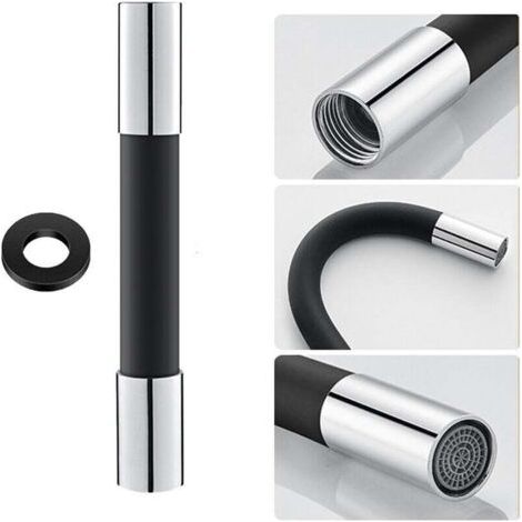 Tuyau d'extension de pulvérisateur de robinet à 360 ° Tuyau d'extension en silicone avec joint, noir 20 cm