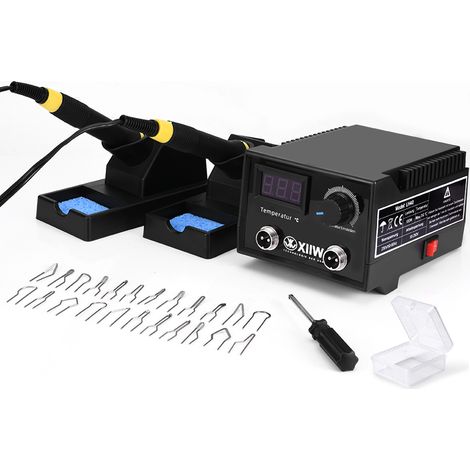 100 W Machine à Pyrographie Brûleur à Bois Station de Pyrogravure Réglable 0‑750 °C 2 Stylos 33 Pointes Métalliques Double Connexion pour Bois Cuir Citrouille (1/5)