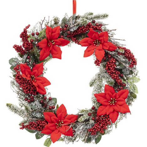 Couronne de Noël Poinsettia et déco pailletée D 50 cm - Feeric Christmas (1/2)
