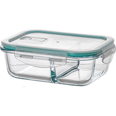 Fiambrera borosilicato dos compartimientos hermética 630 ml