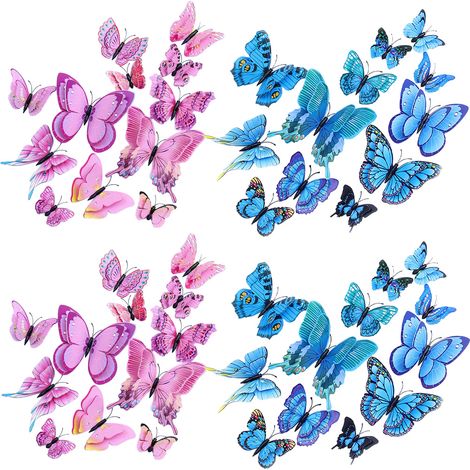 Autocollant Papillon 3D - Décoration Murale DIY avec Aimants - Pour Fête Anniversaire Mariage Déco Maison Bureau Chambre Enfant - 48 Pièces (1/5)