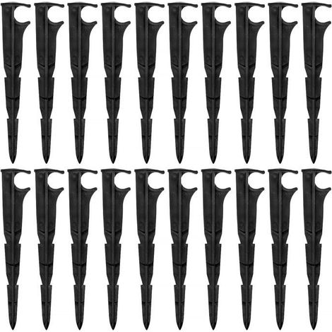 Piquets de support pour tuyaux d'irrigation, lot de 20 Pour tuyaux de goutte-à-goutte de 16 mm Pour potagers Noir (1/5)
