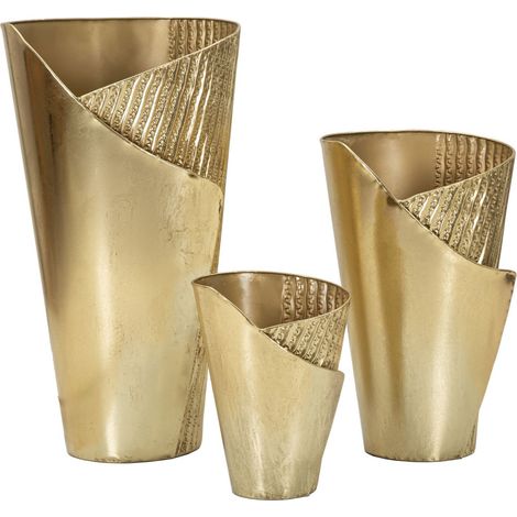 Set 3 portavasi Flosty oro in ferro dalle forme decorative