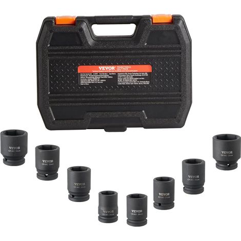 Jeu de douilles à impact pour écrous d'essieu, entraînement 3/4", 6 pans, 8 pièces, en acier CR-MO traité thermiquement, avec coffret de rangement, pour la réparation automobile, le démontage ou le mo (1/5)