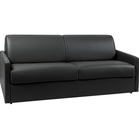 Divano letto 4 posti express in similpelle nera con seduta memory foam - Rete a doghe larghe 160 cm - Materasso 14 cm - CALIFE