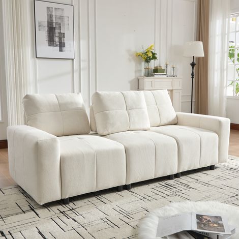 Canapé modulaire 3 places 213 cm avec couchage,profondeur siège réglable,chenille respirante,canapé compact pour salon moderne. (1/5)