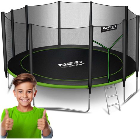 Trampolín de jardín de 465 cm con red exterior y escalera Neo-Sport