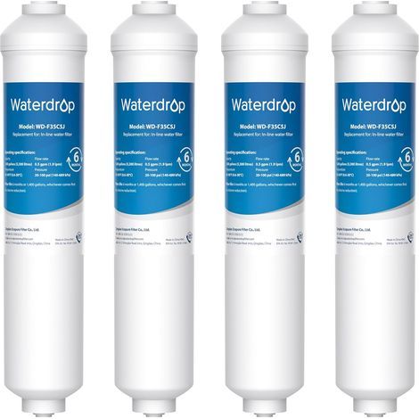 Waterdrop Filtre à Eau Remplacement pour Samsung® DA29-10105J, HAFEX/EXP, DA2010CB, DA99-02131B, LG® Filtre à Eau en Ligne (4 Pack) (1/4)