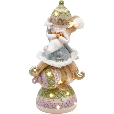Babbo con giubbotto azzurro e led decorazione natalizia per interno da 26 cm (1/2)