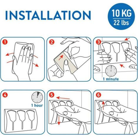 Porte-serviettes adhésif pour salle de bain et cuisine avec 3 plaques brossées (1/5)