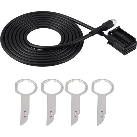 Adaptateur de cble auxiliaire d'entrée audio MP3 6000 CD pour Ford Focus Mondeo avec clés d'outil de suppression (1/5)