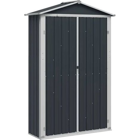 Cabane de jardin couleur anthracite, dimensions 116x45x175 cm, en acier galvanisé. (1/5)