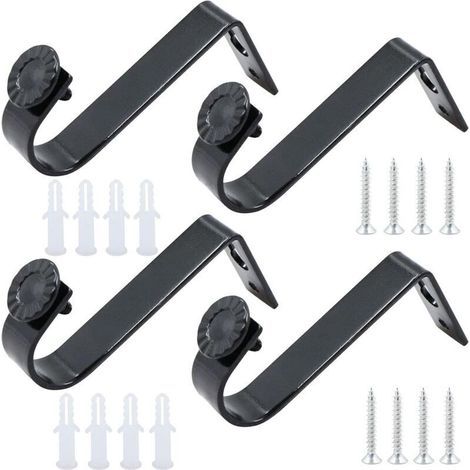 Lntyq Lot de 4 supports de plafond pour tringles à rideaux, supports de tringle à rideaux, supports de tringle à rideaux, supports muraux pour tringles à rideaux, diamètre intérieur de 22 mm (1/4)