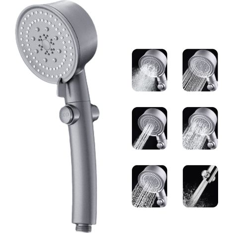 Pommeau de douche haute pression portable avec 6 modes de jet, amovible pour salle de bain (1/5)