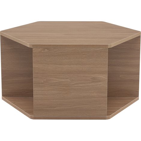 Table basse hexagonale multifonctionnelle en MDF avec finition noyer foncé 79 x 69,4 x 40 cm (1/5)
