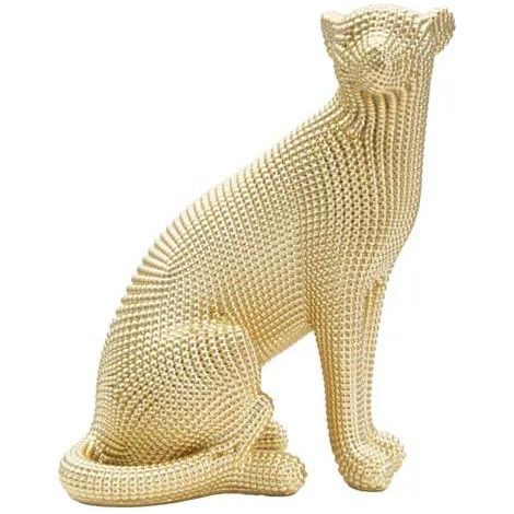 Estatua decorativa mauro ferretti leopardo dorado 23x15 cm