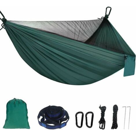 Hamac avec Moustiquaire de Camping 300 kg Capacité de Charge, Respirante, Portatifs, Nylon à Parachute à Séchage Rapide Hamac Ultra-léger Pour Jardin D'interieur Extérieur (1/5)