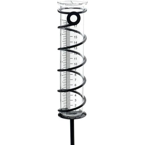Regenmesser aus Glas für den Außenbereich, Regenmesser aus Glas mit Metallpfahl, Regenmessrohr für den Außenbereich, Regenmesser aus Glas für den Garten mit klarer Skala (43 cm) (1/5)