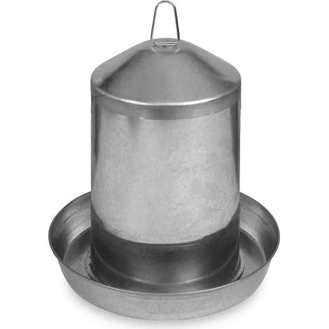 Abreuvoir poules galvanisé 12L – Double paroi pour remplissage rapide – Haute résistance aux intempéries – Pour grands élevages – Gaun