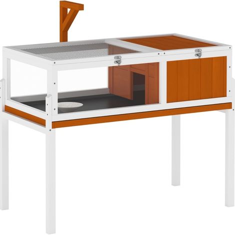 Casa in legno per tartarughe 104 x 53 x 82 cm bianca e arancione con coperchio (1/5)