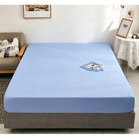 Drap-housse - 180220 cm - Drap plat - Jusqu'à 25 cm d'épaisseur de matelas - Protège-matelas - Super doux - Fibre de bambou - Convient pour matelas de sommier tapissier - Drap de dessous - Ajustement (1/4)