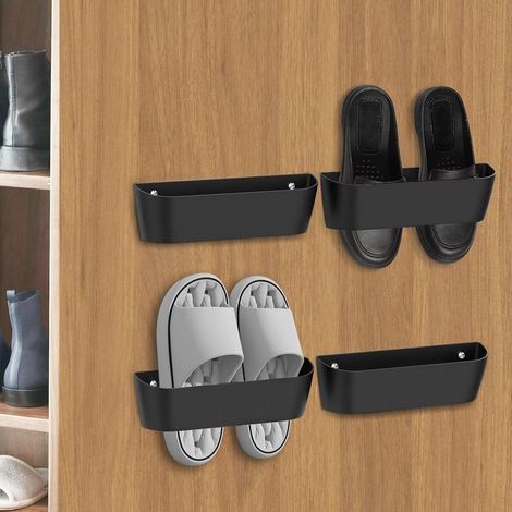 Rangement Chaussure Porte pour Caravane, Camping-Car, Porte Chaussures Mural Crochets à Chaussures Auto-adhésifs ou à Percer 2 Façons D\'installation, Caravane Accessoires Intérieur - Lot de 4 (1/5)
