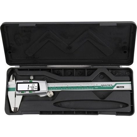 Subler Digital INSIZE 0-150 mm, 0,01 mm, acciaio inox, unità di misura elettronica, LCD, impermeabile, argento/verde (1/4)