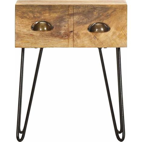 vidaXL Mesita de noche de madera maciza de mango 40x30x50 cm (1/2)