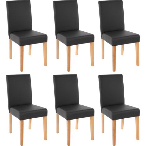 Set 6x sedie Littau ecopelle opaca soggiorno cucina sala da pranzo 56x43x90cm nero piedi chiari