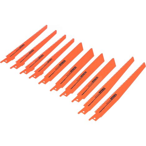 10-teiliges Säbelsägeblatt-Set aus HSS-Stahl für Metall, Holz und Kunststoff, orange (1/5)