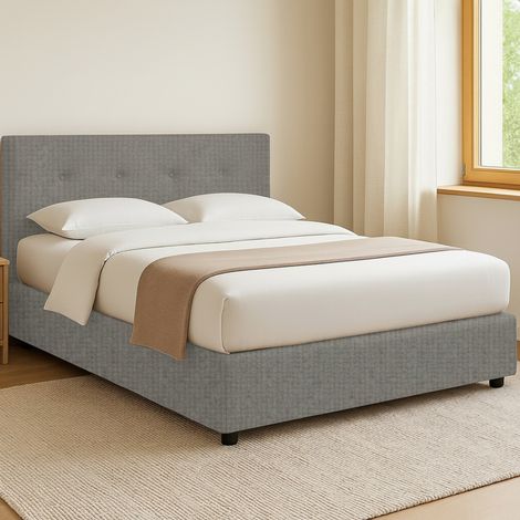 Letto Matrimoniale Oxford, Sfoderabile, Contenitore Made in Italy, Grigio Cenere (1/5)
