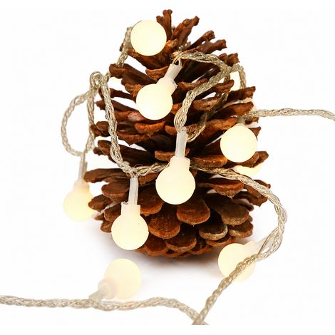 Guirlande Lumineuse LED à Petites Boules Givrées, 100 LED Blanc Froid, Branchement Secteur, Décoration Chambre et Tente (1/5)