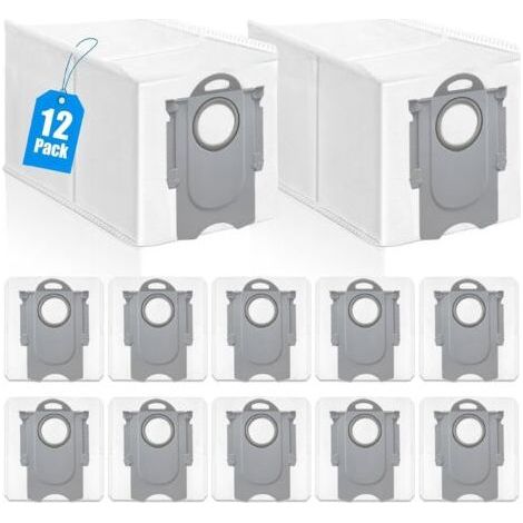 12 sacs poussière, compatible Roborock QV 35A, filtration 4 couches, fermeture hermétique, pour aspirateur robot (1/5)