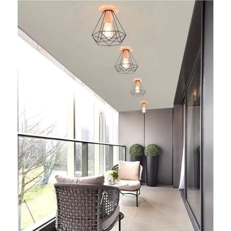 U-do Lot de 4 Plafonnier Industriel Couloir,E27 Lampe Plafonnier Retro en Métal designe Simple Deco Style Edison pour Salon Chambre (1/4)