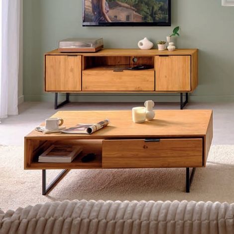 Table basse teck massif recyclé 120cm BAHIA Casita BAHTABA 212 (1/5)