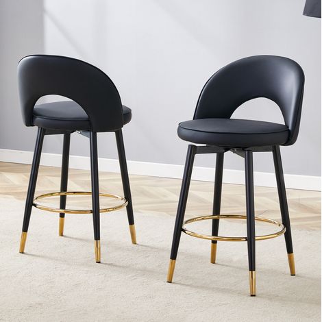 Tabourets de bar pivotants 360° noir lot de 2 OKMYHOME (1/5)