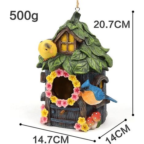 Nichoir à oiseaux suspendu en résine, décoration pour la maison, le jardin, le jardin (1/4)