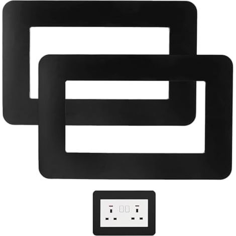 2 pièces Cadre double prise noir, pour prise standard 146 x 86 mm, plaque arrière acrylique carrée, cadre décoratif pour interrupteurs, finition murale nette et soignée