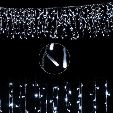 Wolketon Lichterkette LED Eisregen 8 Betriebsarten LED Lichtervorhang für Innenausstattung Außenbereich Schlafzimmer Hochzeit Weihnachten Party.10M 200LEDs(Kaltweiß)