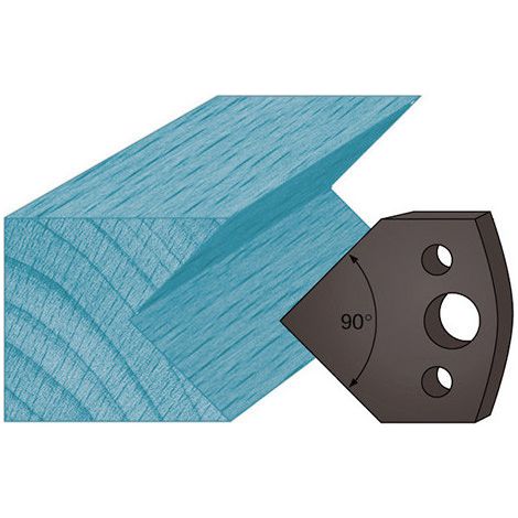 Diamwood Jeu de 2 contre-fers profilés en acier hauteur 38 x 4 mm chanfrein 45° pour porte-outils de toupie - Entraxe 24 mm - Compatible CMT, LEMAN, HOLZMANN (1/2)
