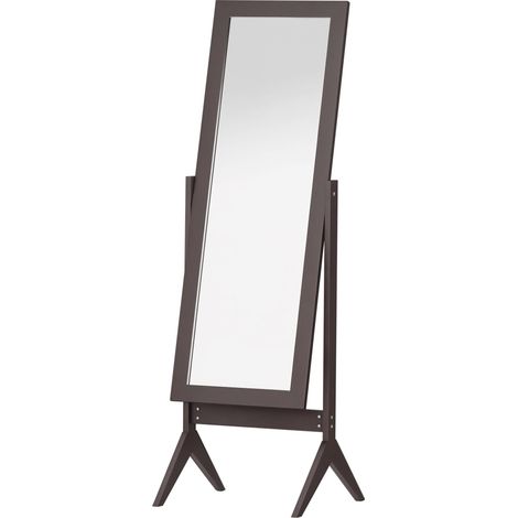 HOMCOM Miroir en Pied Grand Miroir de Sol Inclinaison réglable pour Dressing Chambre dim. 47L x 46l x 148H cm en café