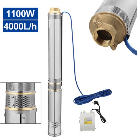 Randaco Bomba sumergible para pozos profundos 4 m3/h Acero inoxidable Impermeable 1,1 kW