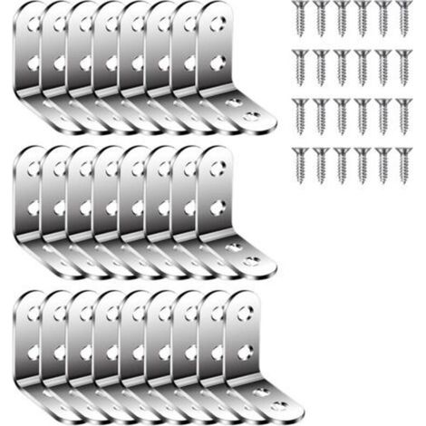 Lot de 26 Equerre d'assemblage, Équerre de Fixation en Forme de L, Équerres de Fixation, Équerre de Fixation en Métal, Equerre Inox pour la Fixation et la Réparation de Meubles(40x40x16mm) (1/5)