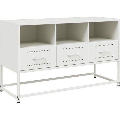 Mobile TV multimediale scaffale per televisione televisione buffet sala da pranzo soggiorno camera da letto 100,5 x 39 x 60,5 cm acciaio bianco 020025548