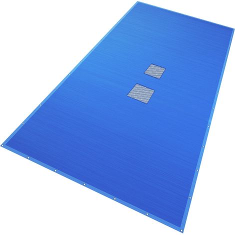 VOUNOT® Lona para Piscina Rectangular 6x12 m, Cubierta Protectora 160 g/m² con Red Central de Drenaje, Azul-Gris