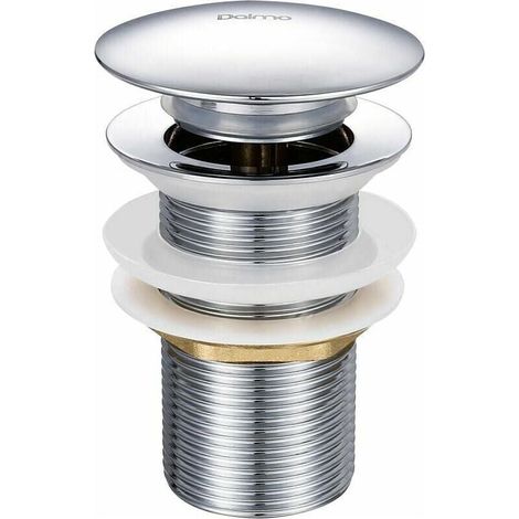 Bonde de lavabo à tirette sans trop-plein en laiton chromé G 1-1/4, équipée d'un système d'ouverture et de fermeture facile par bouton-poussoir. (1/4)