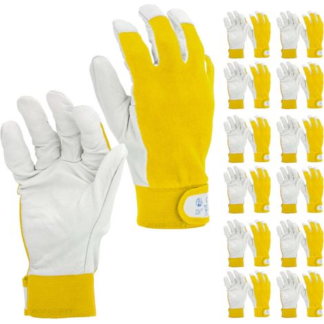 STI Guanti da lavoro in Pelle di Vitello e Cotone antinfortunistica meccanica giardino 7 S ( Pacco da 12pz )