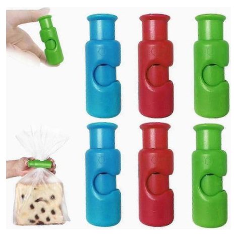 6 Pcs Reusable Squeeze & Lock Bag Clips for Bread, Chips, Snacks - Mixed Colors (1/5)